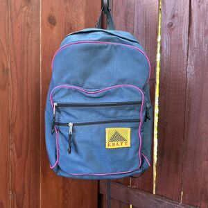 Vintage Kelty Soft Pack Snipe Backpack Blue Pink Daypack Hiking Bag School Korea